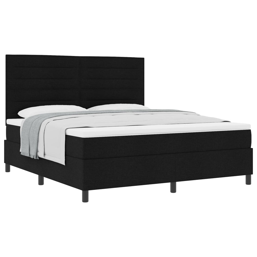 Box Spring Bed Met Matras Super King Stof Zwart 180 x 200 cm Lijnontwerp