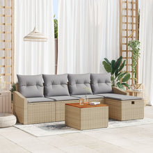6-Delige Tuinbankenset Met Kussens Beige Poly Rattan