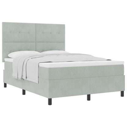 Boxspringbed Met Matras Lichtgrijs 140X190 Cm Velvet Blauw