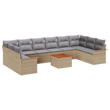 11-Delige Tuin Sofa Set Met Kussens Beige Poly Rattan Acacia