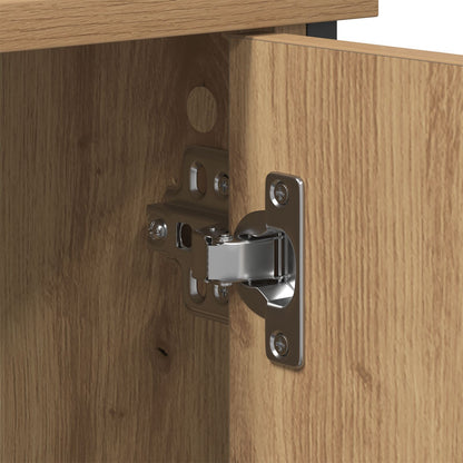 Tv-Kast Zwart Eiken 101X35X65 Cm Engineered Hout En Staal
