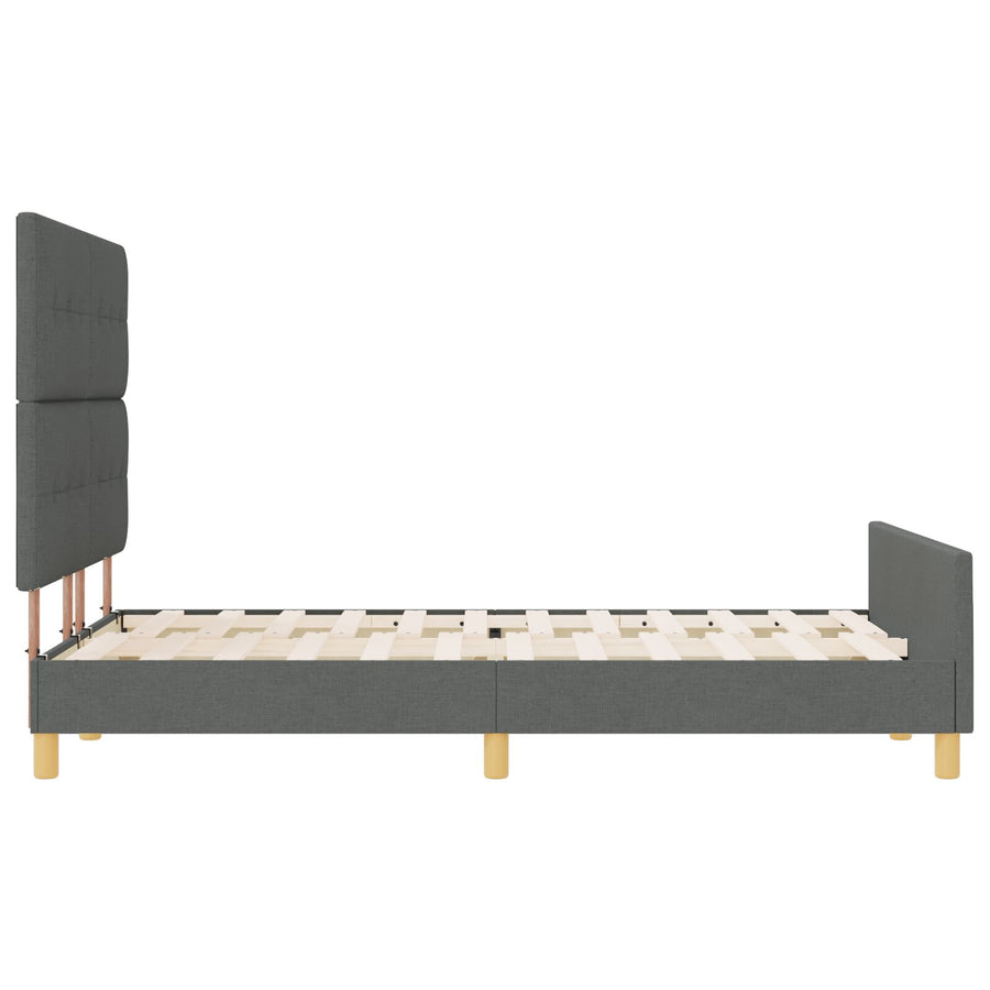Bed Frame Donkergrijs 140X190 Cm Stoffen Crème