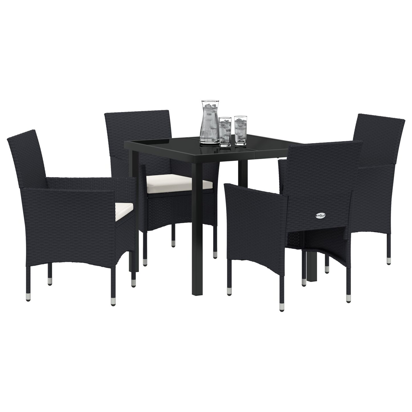 5-Delige Tuin Eetset Zwart Poly Rattan