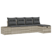 5-Delige Tuin Sofa Set Met Kussens Licht Grijs Poly Rattan Wit