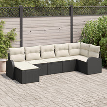 Tuin Sofa Set 7-Delig Zwart En Crème Polyethyleen Rattan