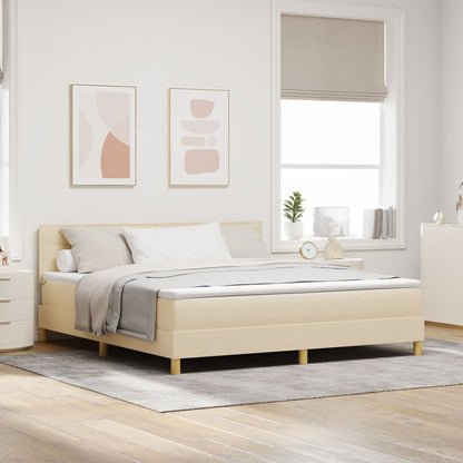 Boxspring Bed Met Matras Stof Crème 180 x 200 cm Lijnen ontwerp