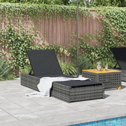Zonnebed 60X200X27 Cm Poly Rattan Grijs