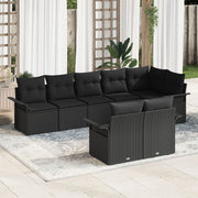 Tuinset poly rattan 8 personen zwart