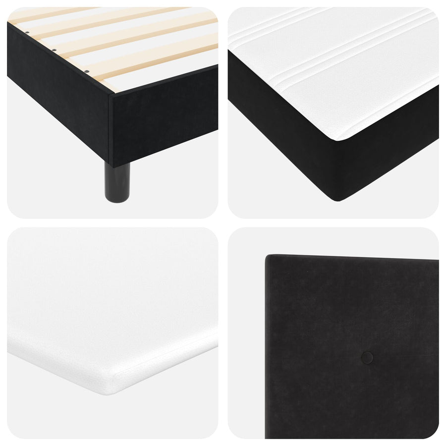 Boxspring Bed Met Matras Zwart 140X200 Cm Fluweel Blauw