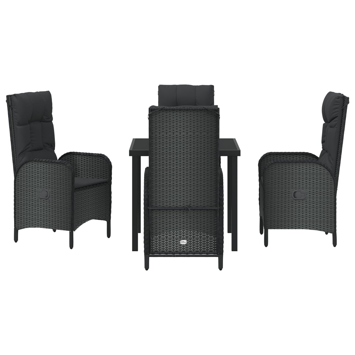 5 Delige Tuin Eetset Zwart Poly Rattan