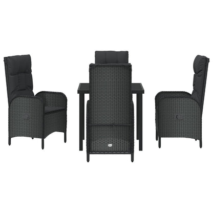 5 Delige Tuin Eetset Zwart Poly Rattan