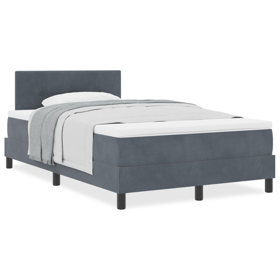 Boxspringbed Met Matras Donkergrijs 120X200 Cm Fluweel Blauw
