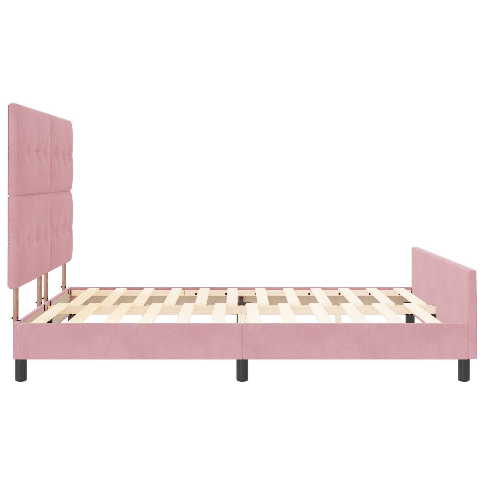 Roze Velourse Bedframe 180X200 Cm Crème