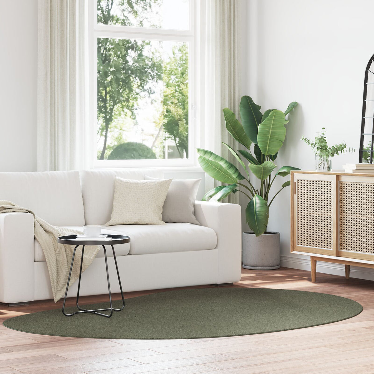 Vloerkleden Wol Decoratieve Stukken Bosgroen 160 x 230 cm Ovaal-Druppel