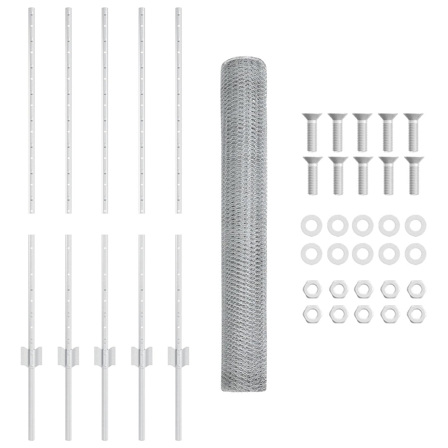 Fence Posts 10 Stuks U-Channel 100 Cm Gegalvaniseerd Staal,  Hexagon Fence 1X10 M Gegalvaniseerd Staal