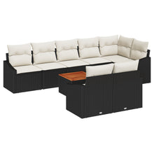 9-Delige Tuin Sofa Set Met Kussens Zwart Poly Riet Acacia