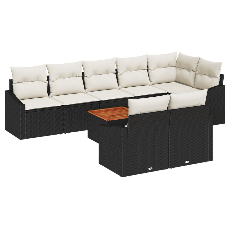 9-Delige Tuin Sofa Set Met Kussens Zwart Poly Riet Acacia