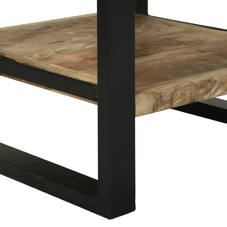 Bijzettafels Natuurlijke Hout En Zwart , Metaal