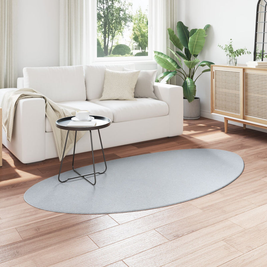 Kleed ""Huarte"" Kort Vel Soft En Wasbaar Grijs 100 x 200 cm Ovaal-Asymmetrisch