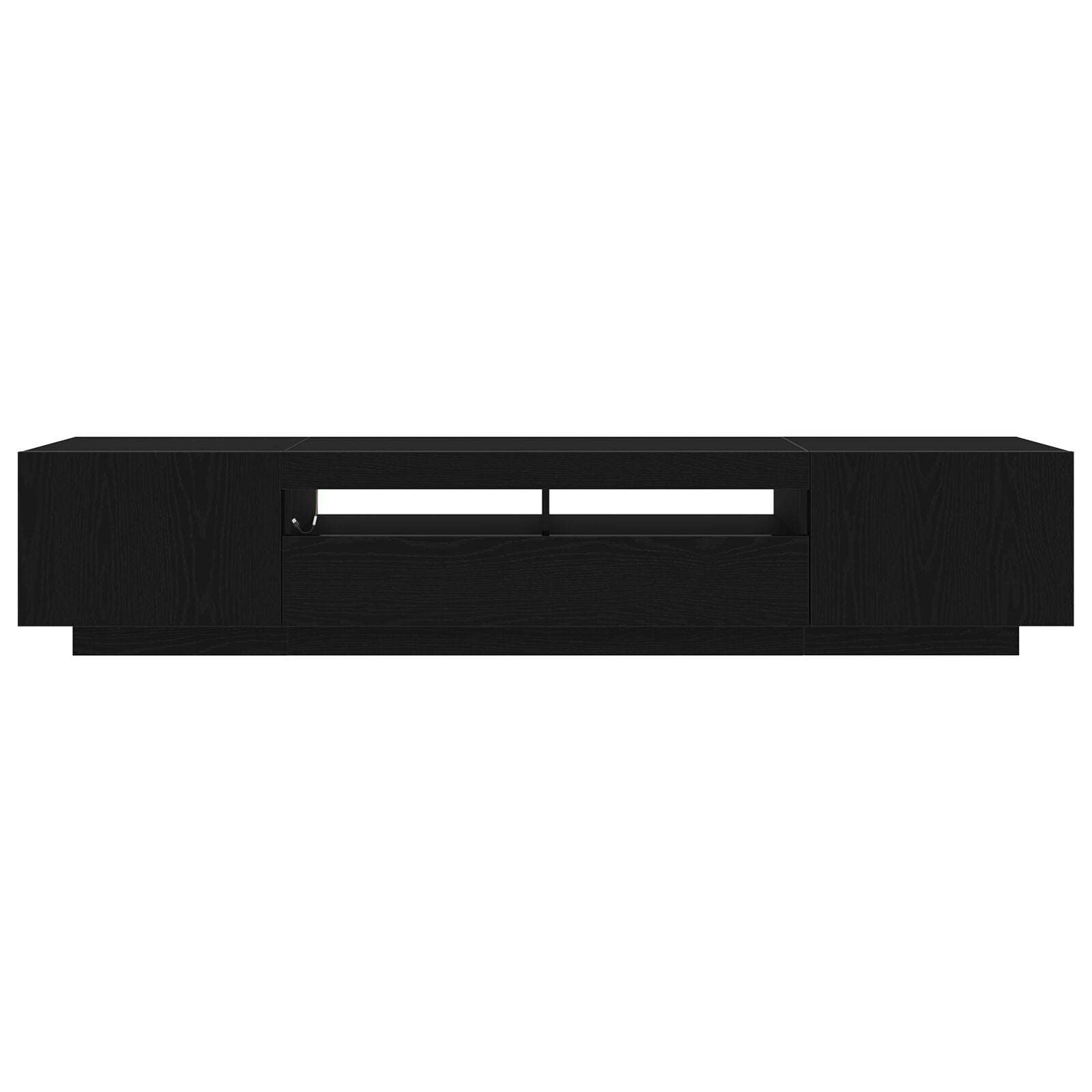 Tv-Kast Met Led-Verlichting - Zwart Eiken 200X35X40 Cm - Bewerkt Hout