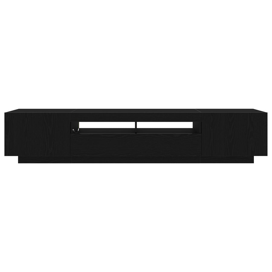 Tv-Kast Met Led-Verlichting - Zwart Eiken 200X35X40 Cm - Bewerkt Hout