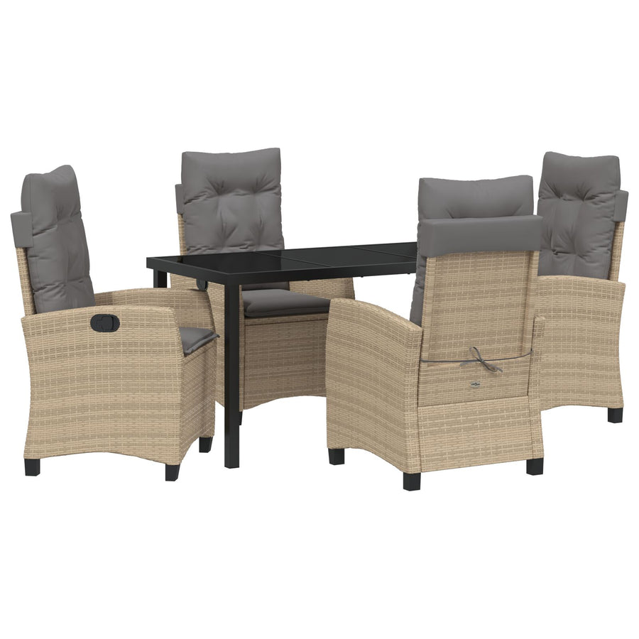 5-Delige Tuin Dinning Set Met Kussens Beige Poly Rattan