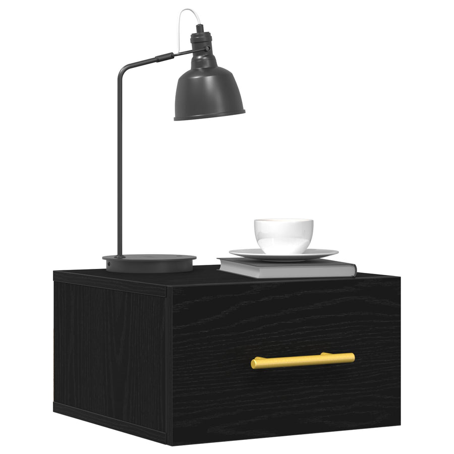 Nachtkastjes 2 Stuks Wandgemonteerd Zwart Eiken 35X35X20 Cm Zwart Eiken
