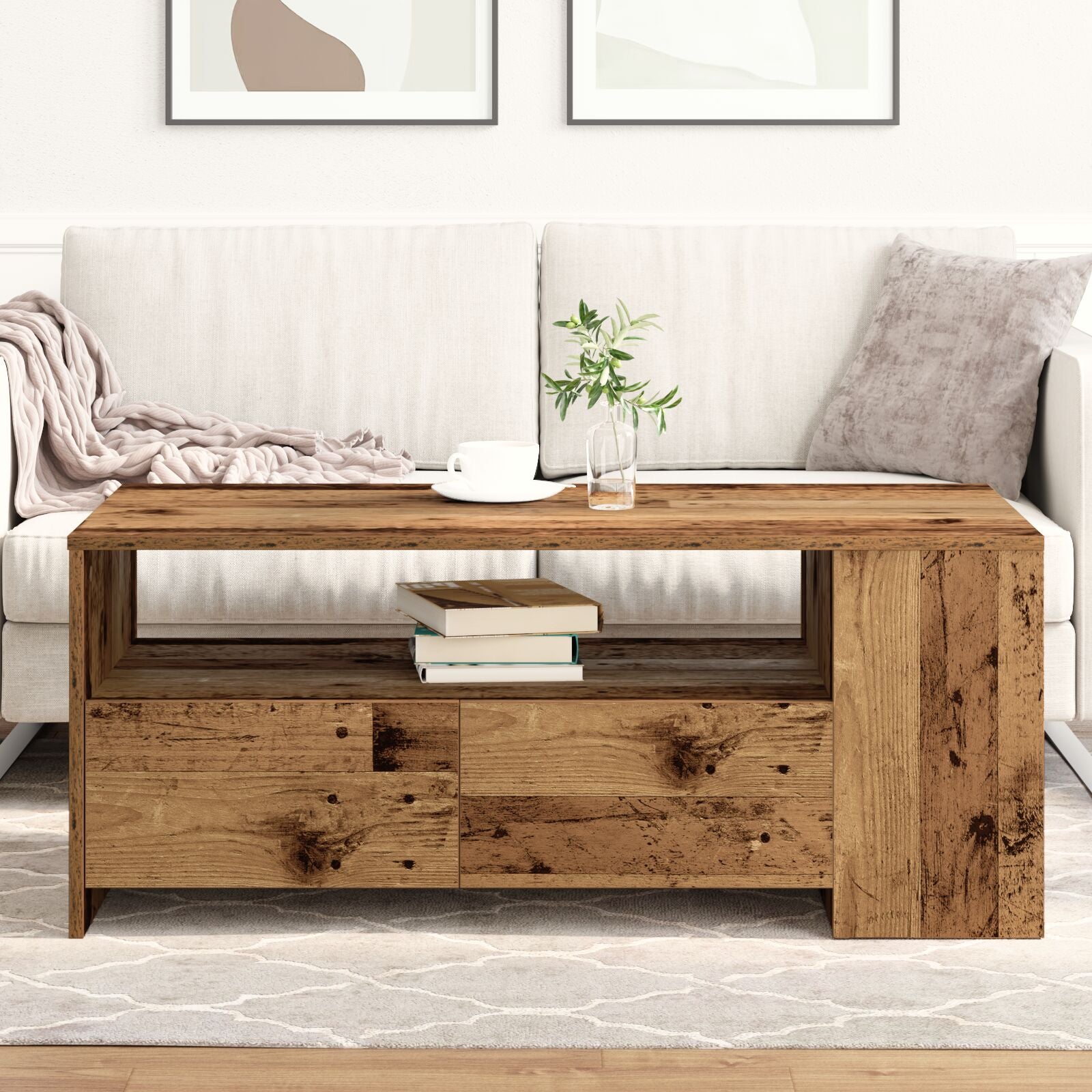 Salontafel Oud Hout 102X55X43,5 Cm Engineered Wood
