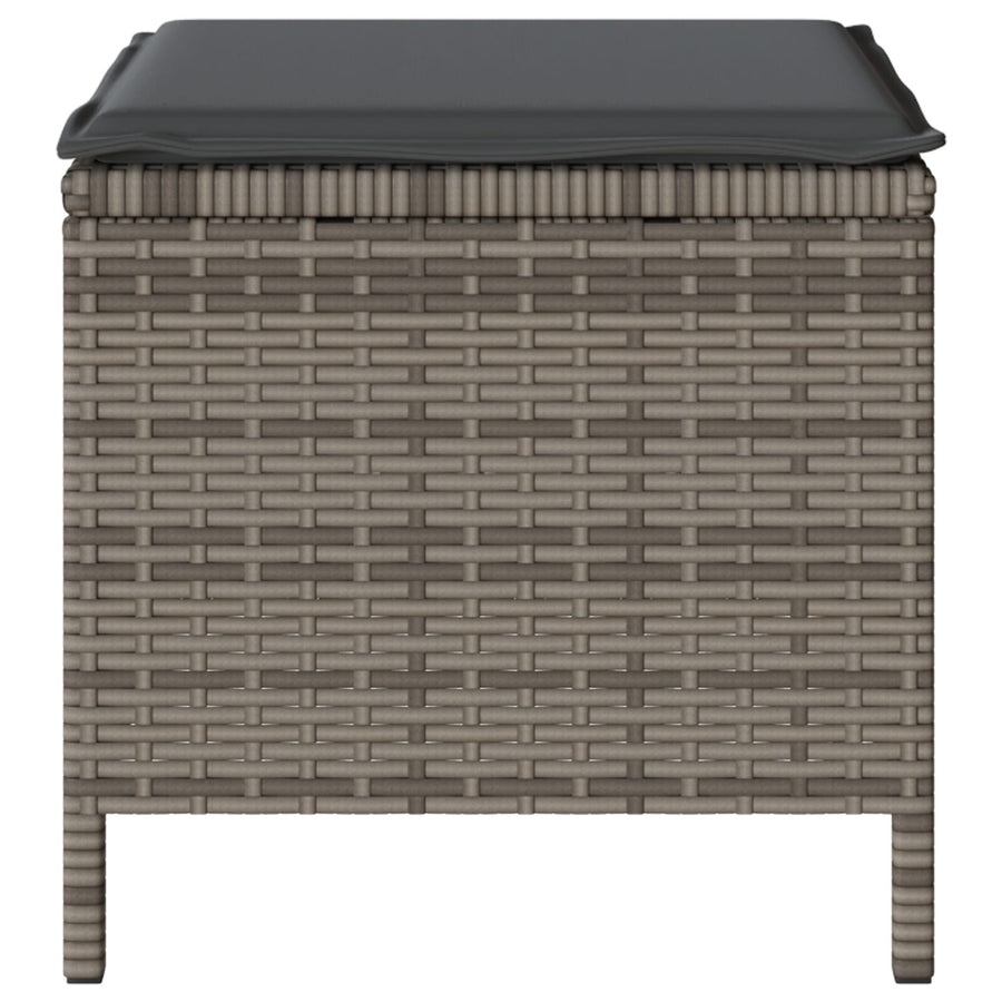 3-Delige Tuin Eetset Met Kussens Poly Rattan Acacia 80 cm Grijs 2 krukken