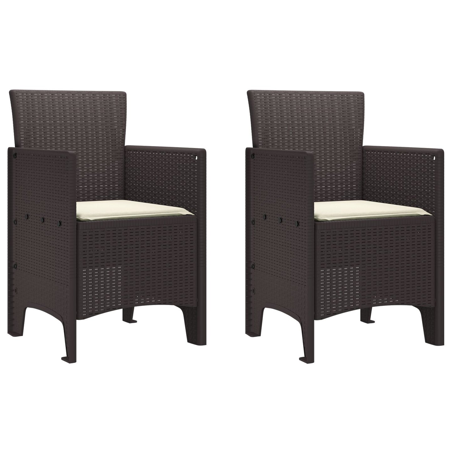 Tuinmeubels Met Kussens 2 Stuks Poly Rattan Crème Wit Bruin
