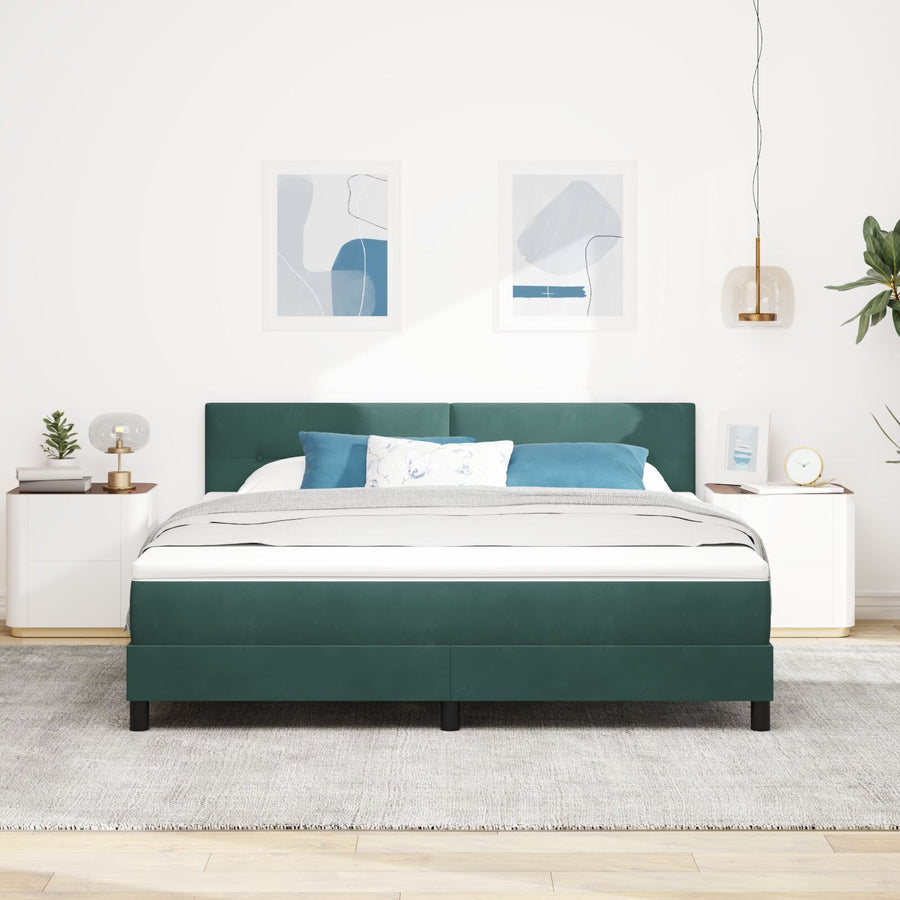 Boxspringbed Met Matras Donkergroen Super King Velvet Blauw