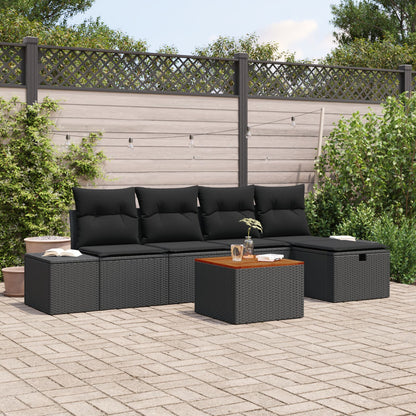 Tuinbank Set Set Van 6 Zwart Synthetisch Rattan, Stof, Staal Wit