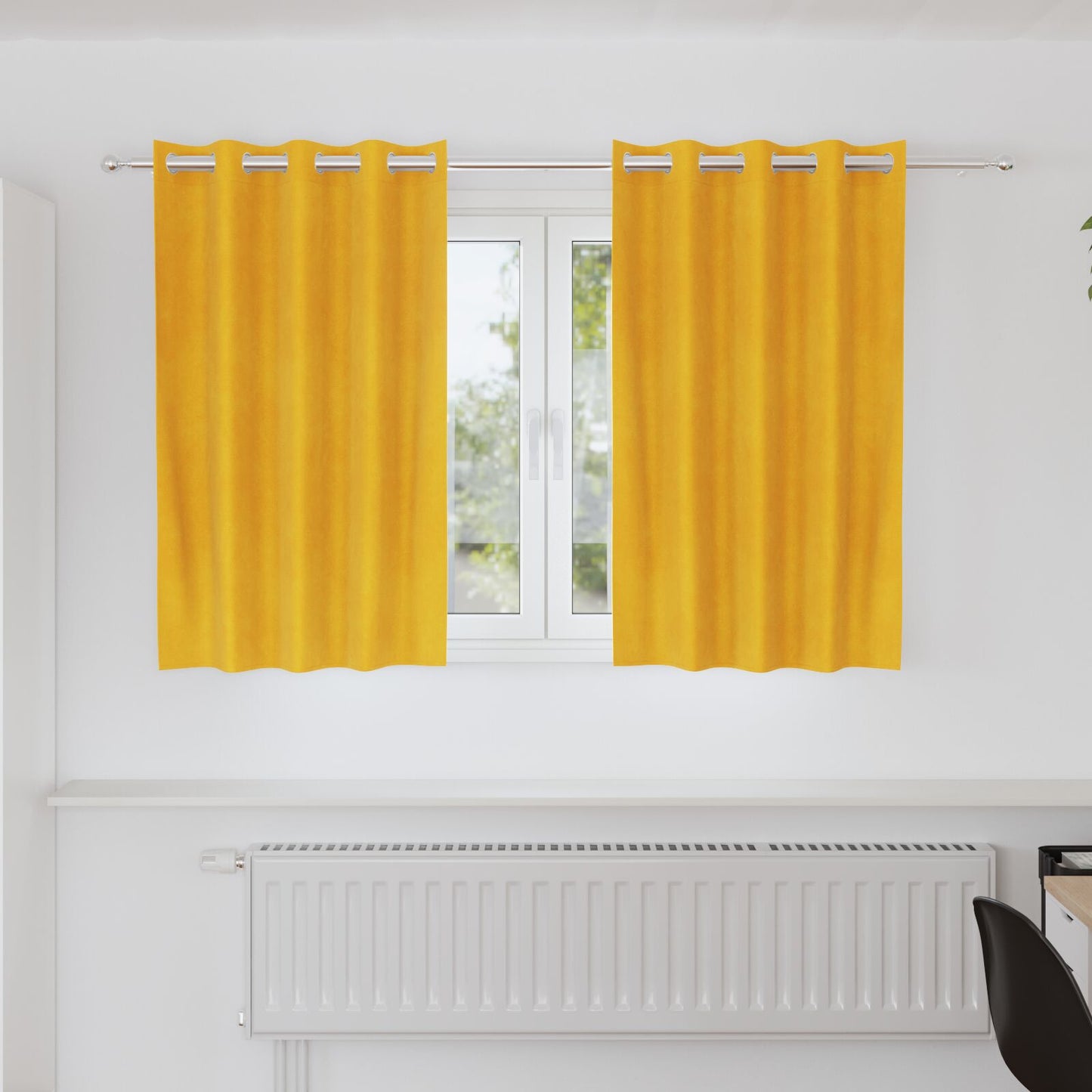Zwartoutgordijnen 2 Stuks Fluweel Mosterdgeel 140 x 140 cm met oogjes