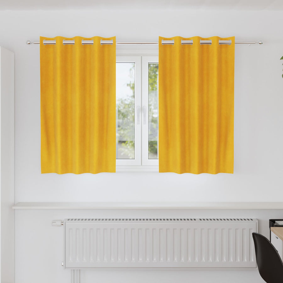 Zwartoutgordijnen 2 Stuks Fluweel Mosterdgeel 140 x 140 cm met oogjes