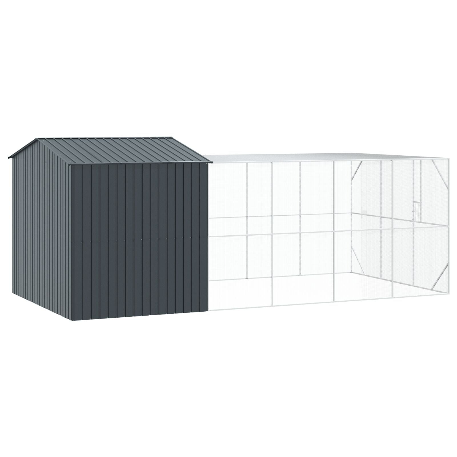 Vogelkooi Met Uitbreiding Antraciet 310X619X247 Cm Staal