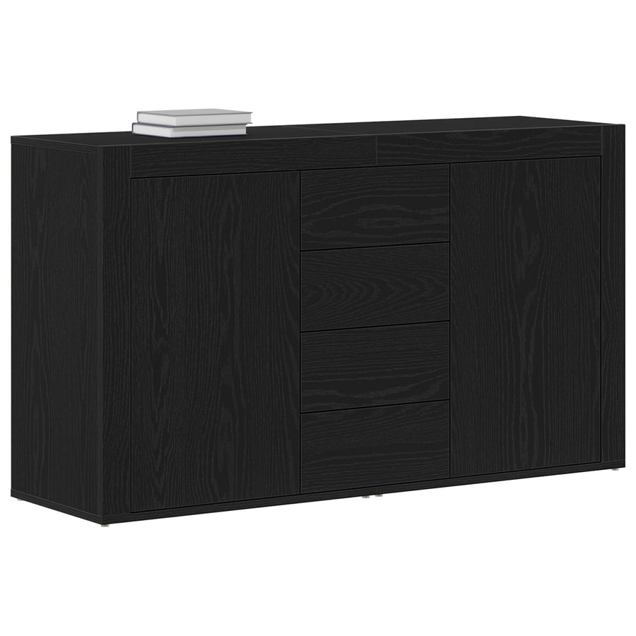 Dressoir Zwart Eiken Bewerkt Hout 120 X 36 X 69 Cm Opslag