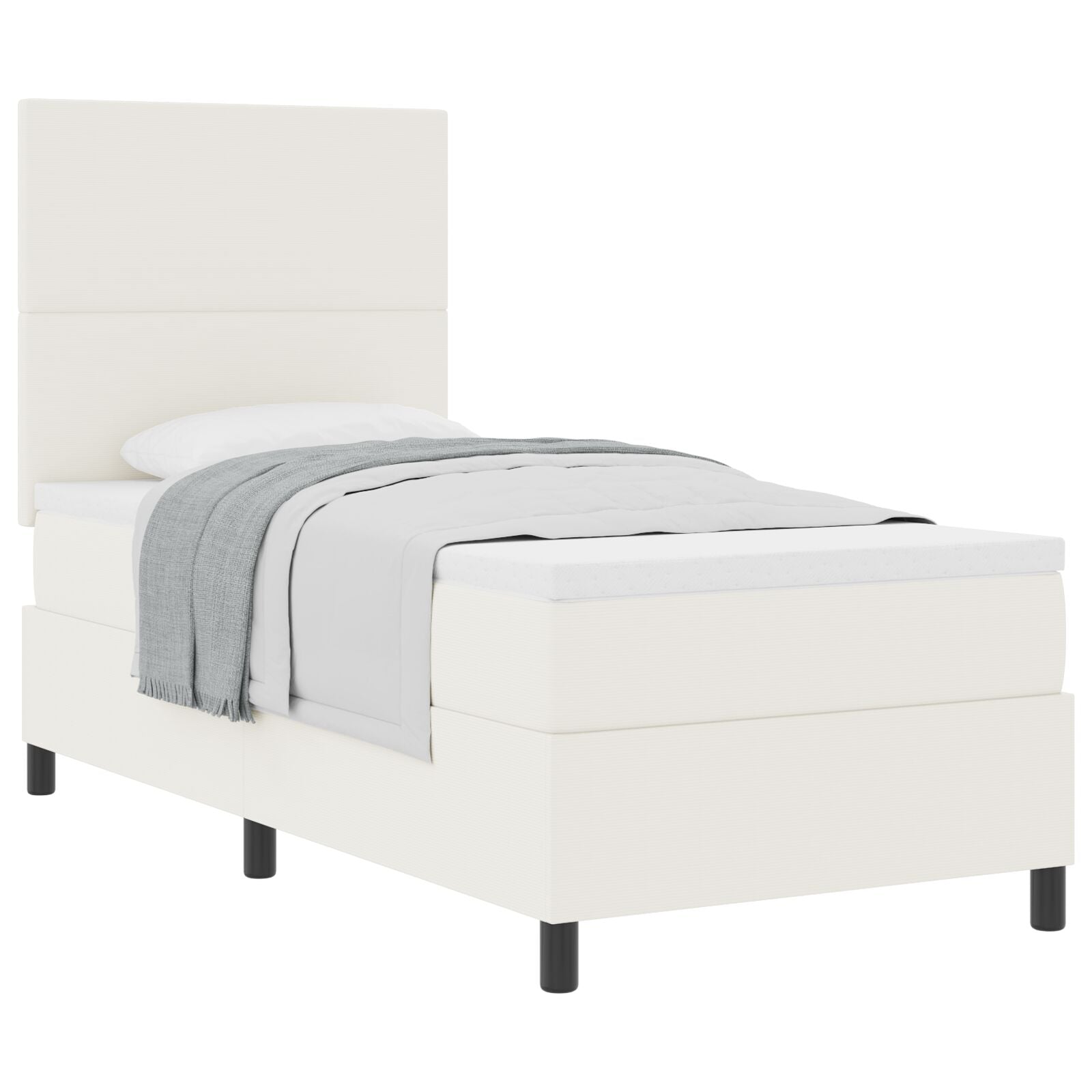 Boxspringbed Met Matras Crème 100X200 Cm Corduroy Stof