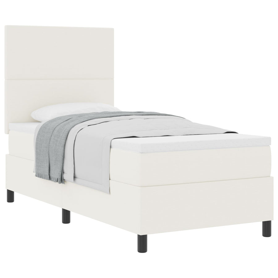Boxspringbed Met Matras Crème 100X200 Cm Corduroy Stof