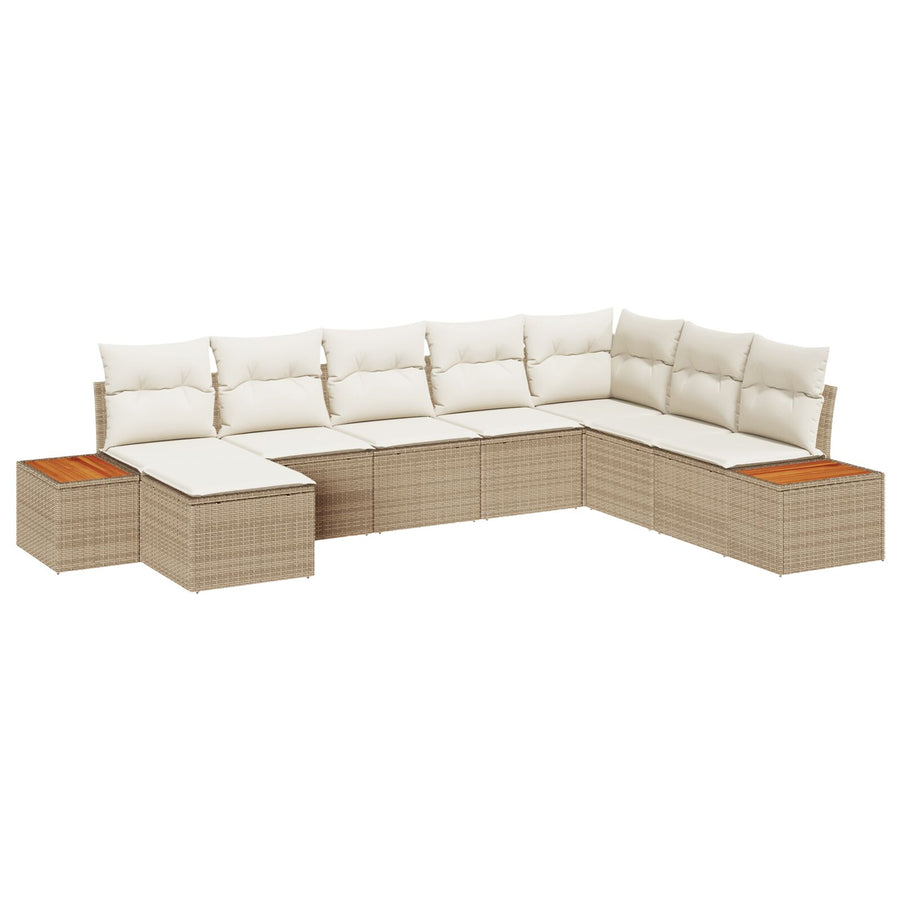 8-Delige Tuin Sofa Set Met Kussens Beige Poly Rattan Acacia