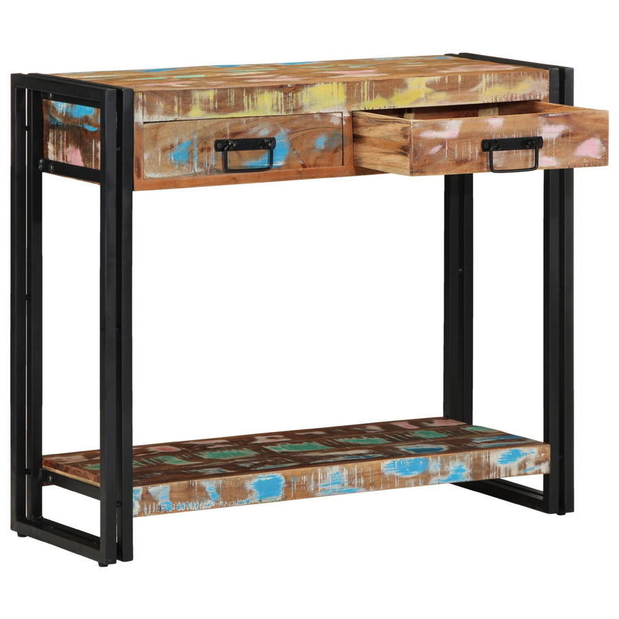 Console Tafel Meerkleurig En Metaal 90 cm Massief gerecycled hout