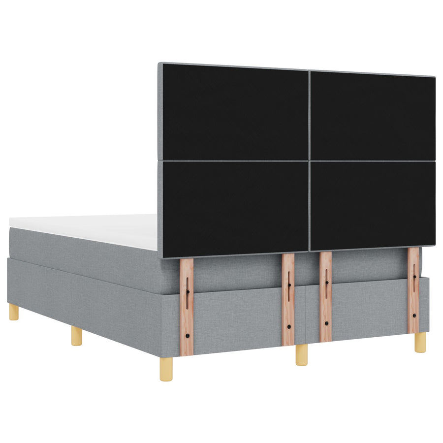 Boxspringbed Met Matras Lichtgrijs 160X200 Cm Stof Blauw