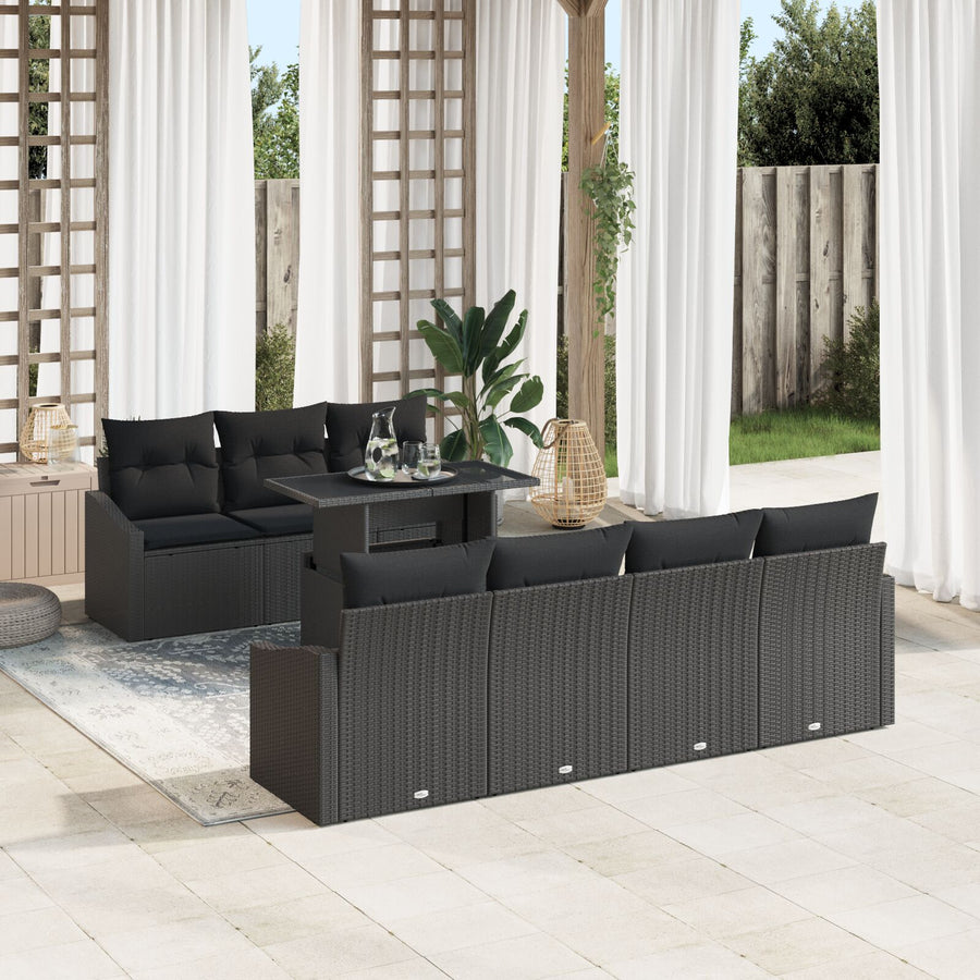 Tuin Sofa Set Set Van 8 Houtskool Riet, Polyester Tuin Sofa