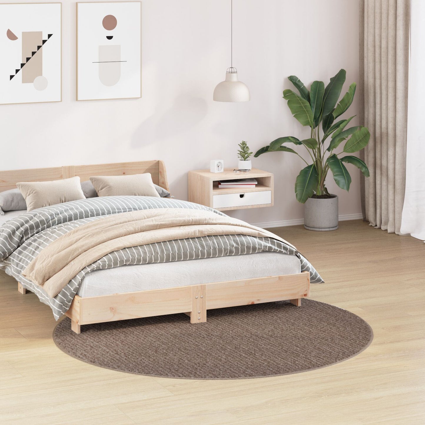 Shaggy Tapijt Met Latex Achterkant Ø160 Cm Bruin Ø 160 cm