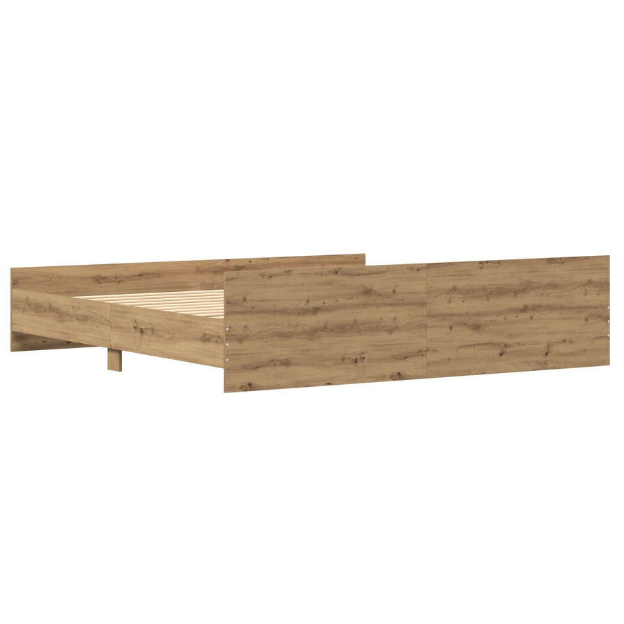 Bedframe Artisan Eiken 200X200 Cm Bewerkt Hout