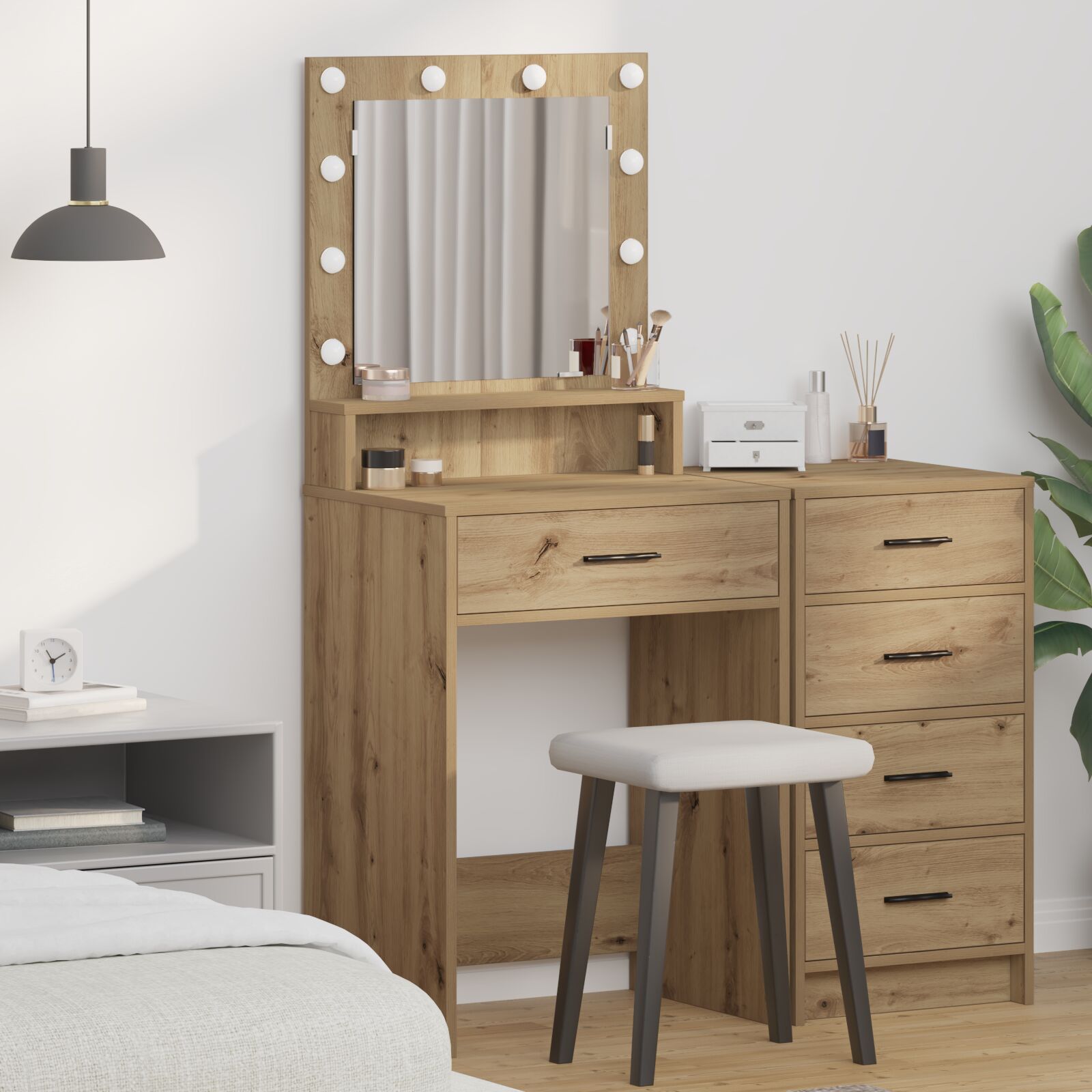 Kaptafel Met Led-Verlichting Artisan 50 x 41 x 135 cm Eiken