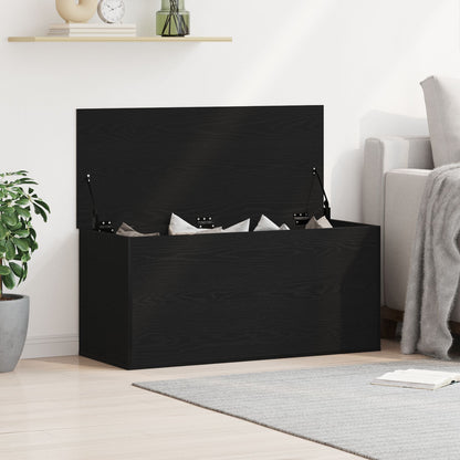 Opbergdoos Met Deksel Zwart Eiken 100X42X46 Cm Gelaagd Hout