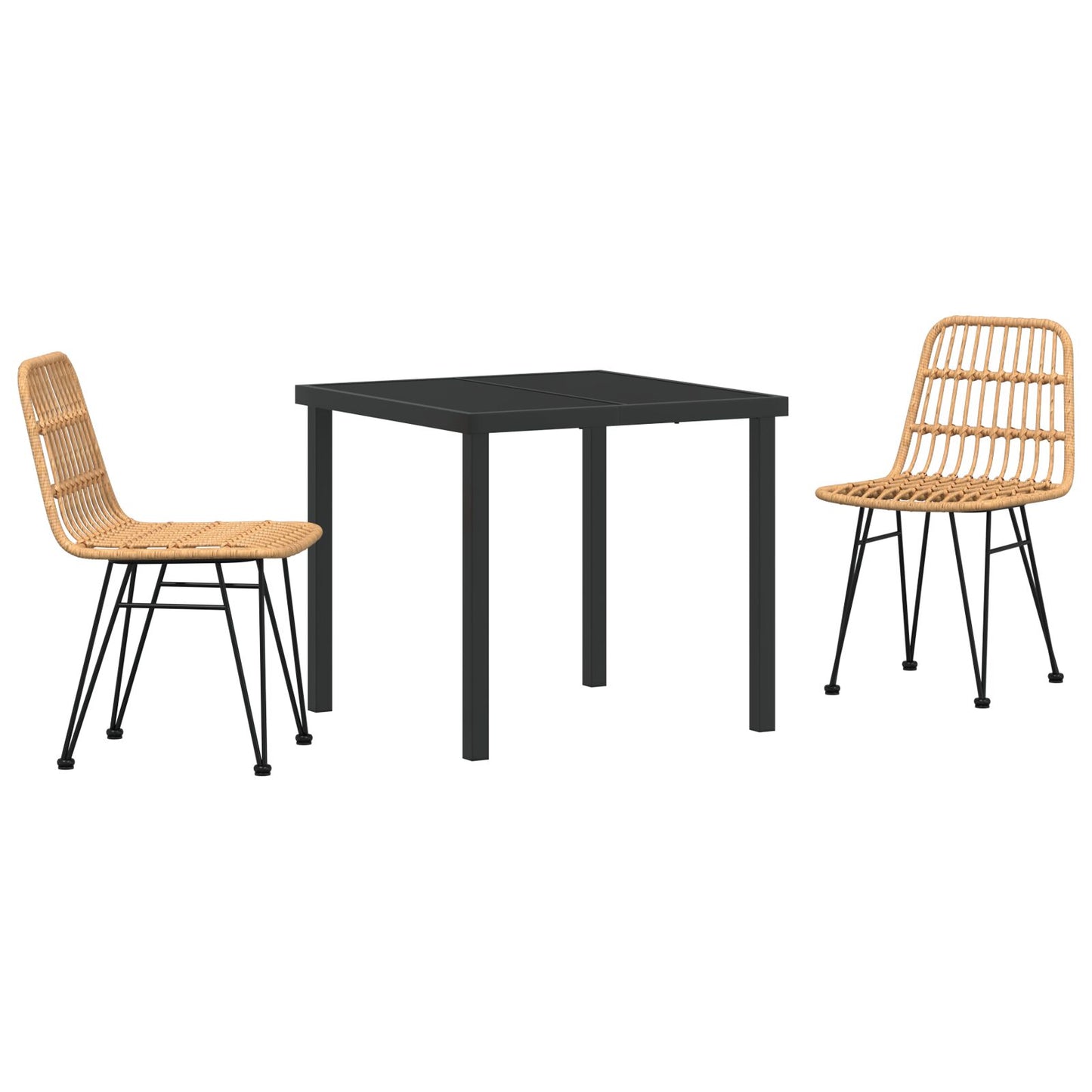 3-Delige Tuin Eetset Bruin Poly Rattan
