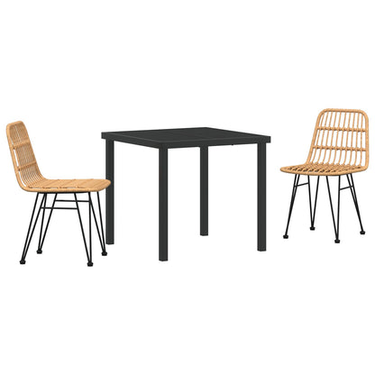 3-Delige Tuin Eetset Bruin Poly Rattan