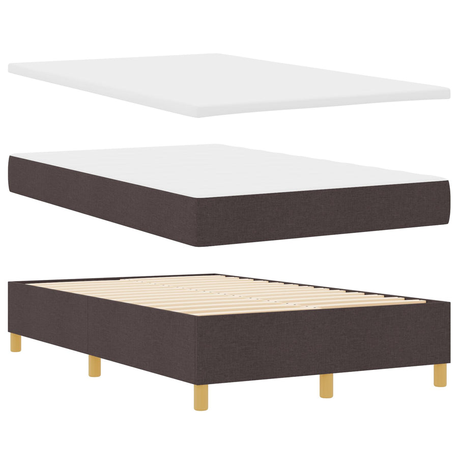Boxspringbed Met Matras & Bank Donkerbruin 120X190 Cm Stof Blauw