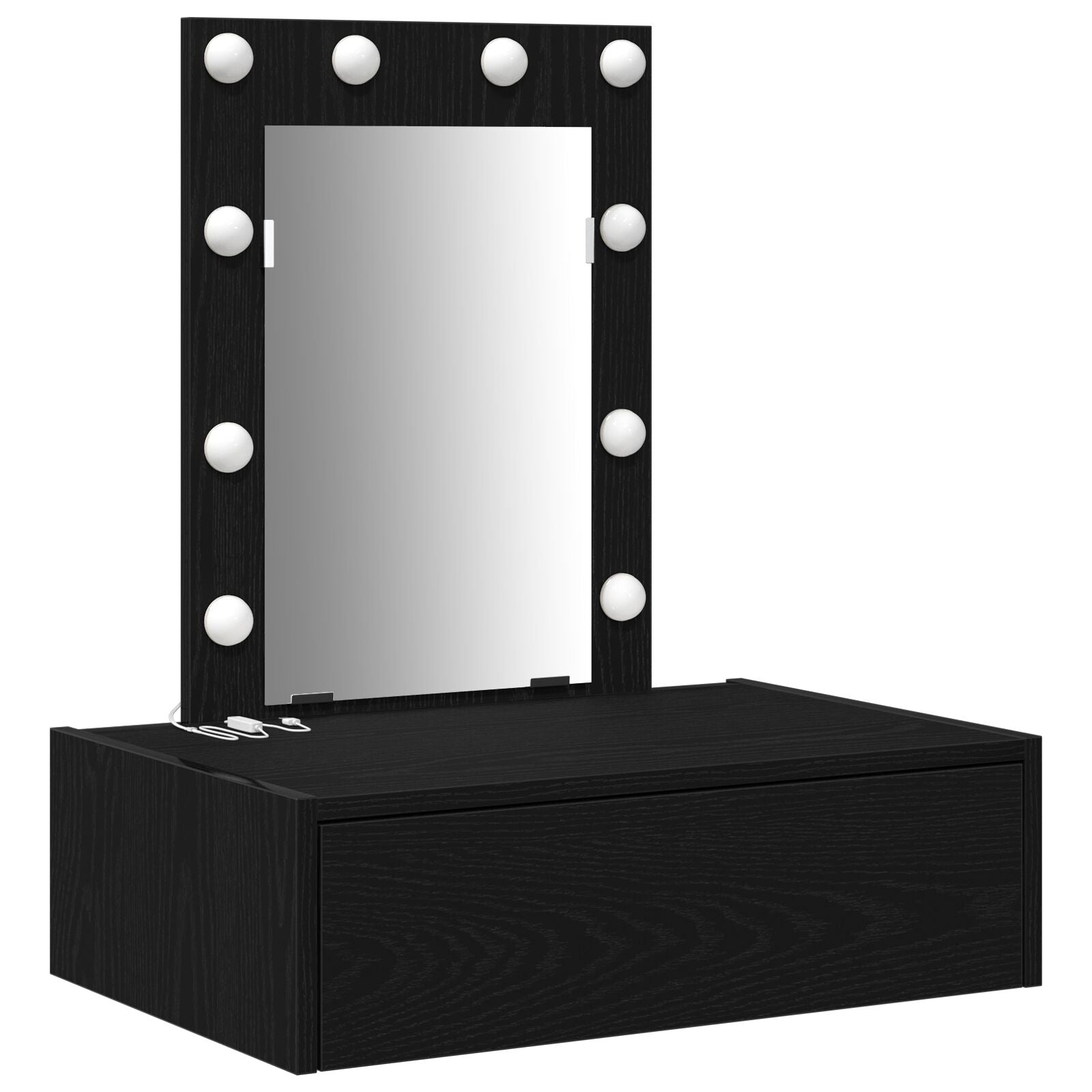 Wandkaptafel Verlichting - 60 x 40 x 70 cm Zwart eiken met LED
